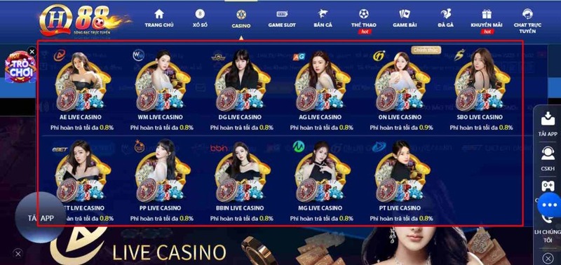 Giới thiệu sơ lược về sảnh game casino QH88